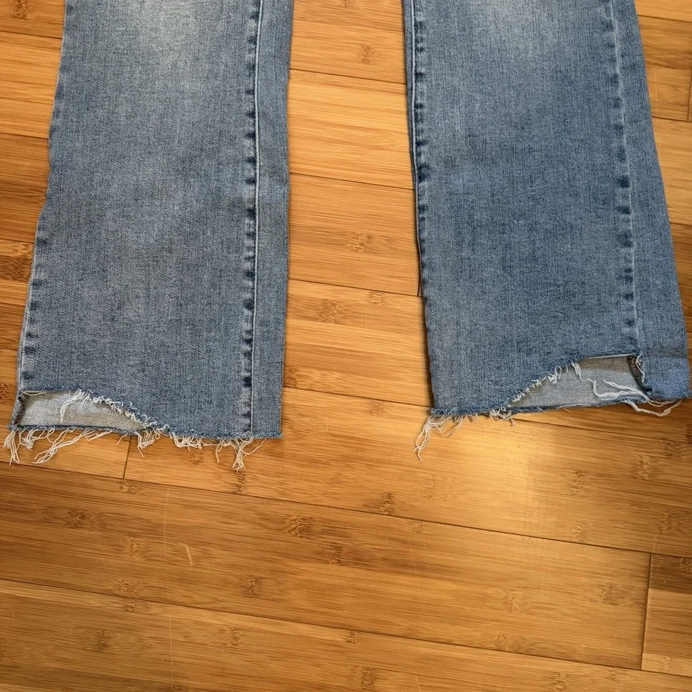 Judy Blue Slim Boot Cut Jeans Womens 14W Light Wash Raw Hem Stretch Denim